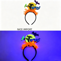 Serre-tête lumineux BOO style main de fantôme citrouille, bandeau néon pour Halloween, décoration de fête du Festival des Fantômes, serre-tête non tissé