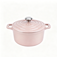 Cocotte en fonte émaillée rose coquille, compatible induction, cadeau tendance pour la cuisine à la maison, compatible avec toutes les plaques de cuisson