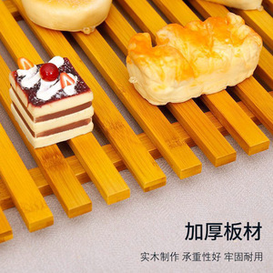 Plateau à fruits en bambou 7 compartiments 17,8x17,8x1cm, design en treillis, style simple, pour présentation en boulangerie - Product Image 4
