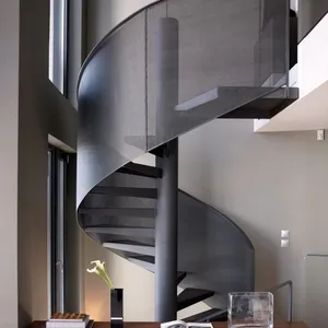 Европейская интерьерная спиральная лестница, лестница из нержавеющей стали, сборная спиральная лестница, изогнутая лестница из углеродистой стали