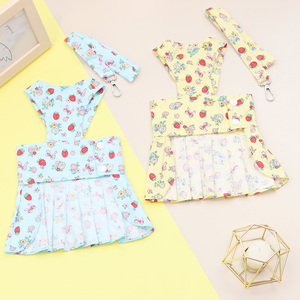 子犬のハーネスとリーシュセット犬のドレスシャツペット服スカートチワワテディ犬のハーネスドレスリーシュ付き - Product Image 2