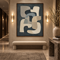 Peinture murale sur toile abstraite géométrique moderne bleu-gris de qualité supérieure vintage pour la décoration du salon, du bureau, du hall d'hôtel