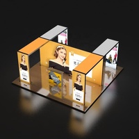 Stand d'exposition modulaire pliable facile à assembler de 20 x 20 pieds, avec boîte lumineuse SEG, tissu tendu rétroéclairé par LED pour l'équipement d'affichage des salons professionnels
