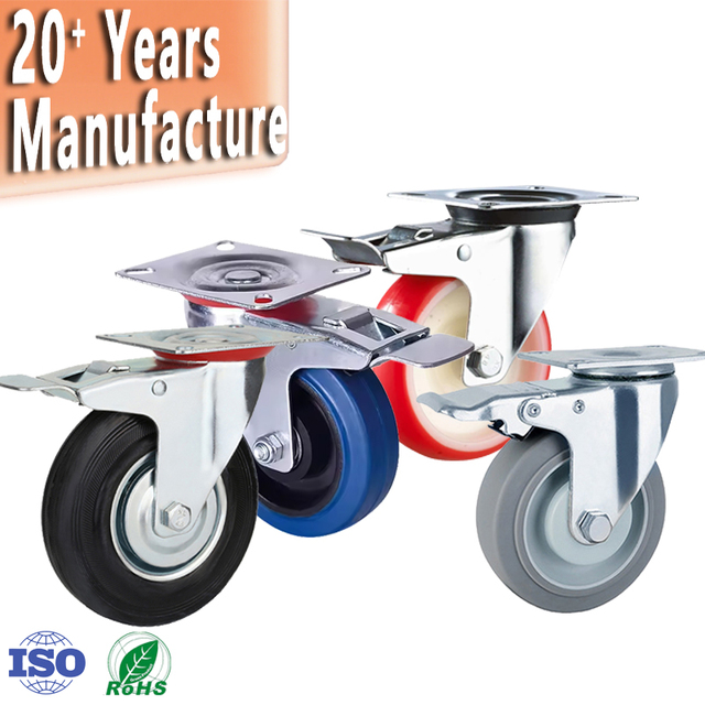 3 4 5 Inch Medium Duty Rubber PU PP TPR Castors for Industry Workbench Trolley Industrial Equipment Swivel Caster Wheels