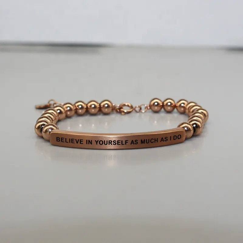 Wholesale Inspire jewelry adjustable bracelets natural gemstones engraved mantra inspirational beads bracelet