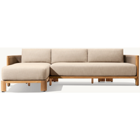 Mobilier de jardin décontracté canapé en bois de teck massif chaise mobilier combinaison extérieure canapé et café ensemble pour villa patio cour