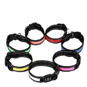 Atacado LED Recarregável Dog Collar Material Impermeável Noite Seguro Pet Collar