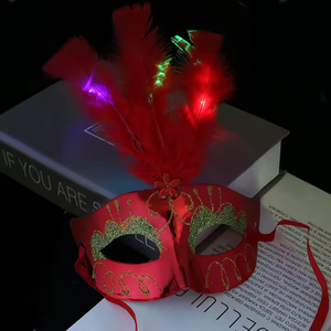 Maschera con Piume Luminose LED Multicolore Personalizzata Direttamente dalla Fabbrica per Mardi Gras, Mascherata, <span class=keywords><strong>Halloween</strong></span>, Cosplay, Forniture per Feste in <span class=keywords><strong>Costume</strong></span> - Product Image 4