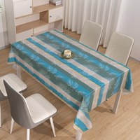 Nappe rectangulaire en PVC imprimé RNPT, motif floral bleu, anti-déversement, idéale pour les baby showers