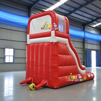 Toboggan aquatique gonflable commercial rouge et blanc avec piscine, toboggan aquatique extérieur en PVC robuste pour les fêtes d'enfants, la location et les événements