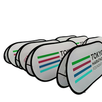 Promotion : Support de bannière publicitaire portable en A, signalétique pop-up en tissu, forme triangulaire ou ronde, pour sol ou extérieur