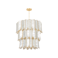 Lustre rond contemporain à double hauteur en coquille de capiz pour salon, décoration de luxe, lampes suspendues au plafond, lustres pour escalier