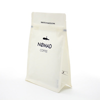 Sac à fond plat blanc mat avec fermeture éclair, pochette en plastique de qualité alimentaire, emballage pour la conservation des parfums, pochette pour grains de café, paquet de 500 g
