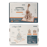 Robotime Rokr DIY Assemble Toys AMK63 Magic Cello Model Kits Boîte à musique mécanique Puzzles en bois 3D pour adultes