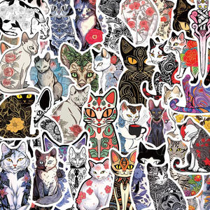 2024 nouvellement 50 pièces cool à la mode tatouage coloré fleur animaux <span class=keywords><strong>mandala</strong></span> <span class=keywords><strong>chat</strong></span> autocollant - Product Image 1