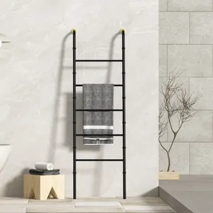 Metal Free Standing Bath Towel Blanket Ladder Storage Organization Floor Standing Towel Dryer Rack