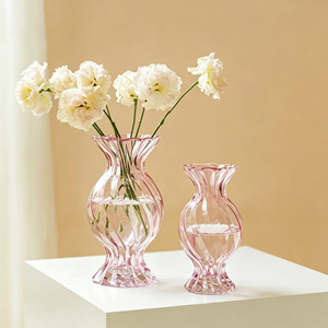 Vase en verre minimaliste européen, design bombé rétro, décoration intérieure pour <span class=keywords><strong>salon</strong></span>, bureau, arrangement floral - Product Image 1