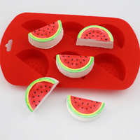 Candyer Moule en silicone à 6 cavités en forme de pastèque pour gâteaux, bonbons, savons faits main, bougies et résine époxy, réutilisable