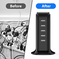 Station de charge murale MAX 20W avec 5 ports USB, bloc de charge, concentrateur de charge, adaptateur USB 5 prises pour smartphones, maison, bureau
