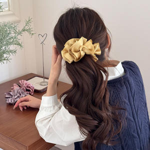 Pince à cheveux élégante en tissu français avec nœud, pince banane pour femme, pince douce pour queue de cheval, accessoire de fête - Product Image 5