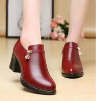 Bottes à talons épais en cuir pour femmes, style décontracté et professionnel