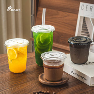 사용자 정의 일회용 PET 플라스틱 컵 90 구경 300ml 350ml 380ml 460ml 510ml 600ml 차가운 음료 뚜껑이있는 얼음 커피 보바 찻잔 - Product Image 2