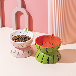 Eco-Friendly Ceramic <b>Cat</b> Bowl Elevated Slanted Neck Protection Food Water Feeder Fruit Design Pet Dish Pet Accessories Supplies - Product Image 6