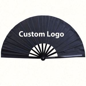 Abanicos de Bambú Negros Grandes Personalizados Rave, Abanicos Pintados con Diseño Musical de 13 Pulgadas - Product Image 3