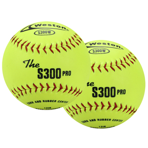 Pelotas de Softbol Weston S300 de 12 Pulgadas en Cuero Sintético Amarillo con Centro de Corcho y Goma para Práctica - Product Image 2