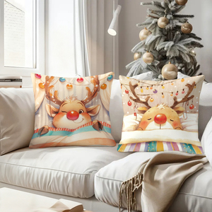 Очаровательные наволочки с оленями: праздничный рождественский декор, уютные акценты для дивана, создающие праздничное настроение, тепло и очарование. - Product Image 4