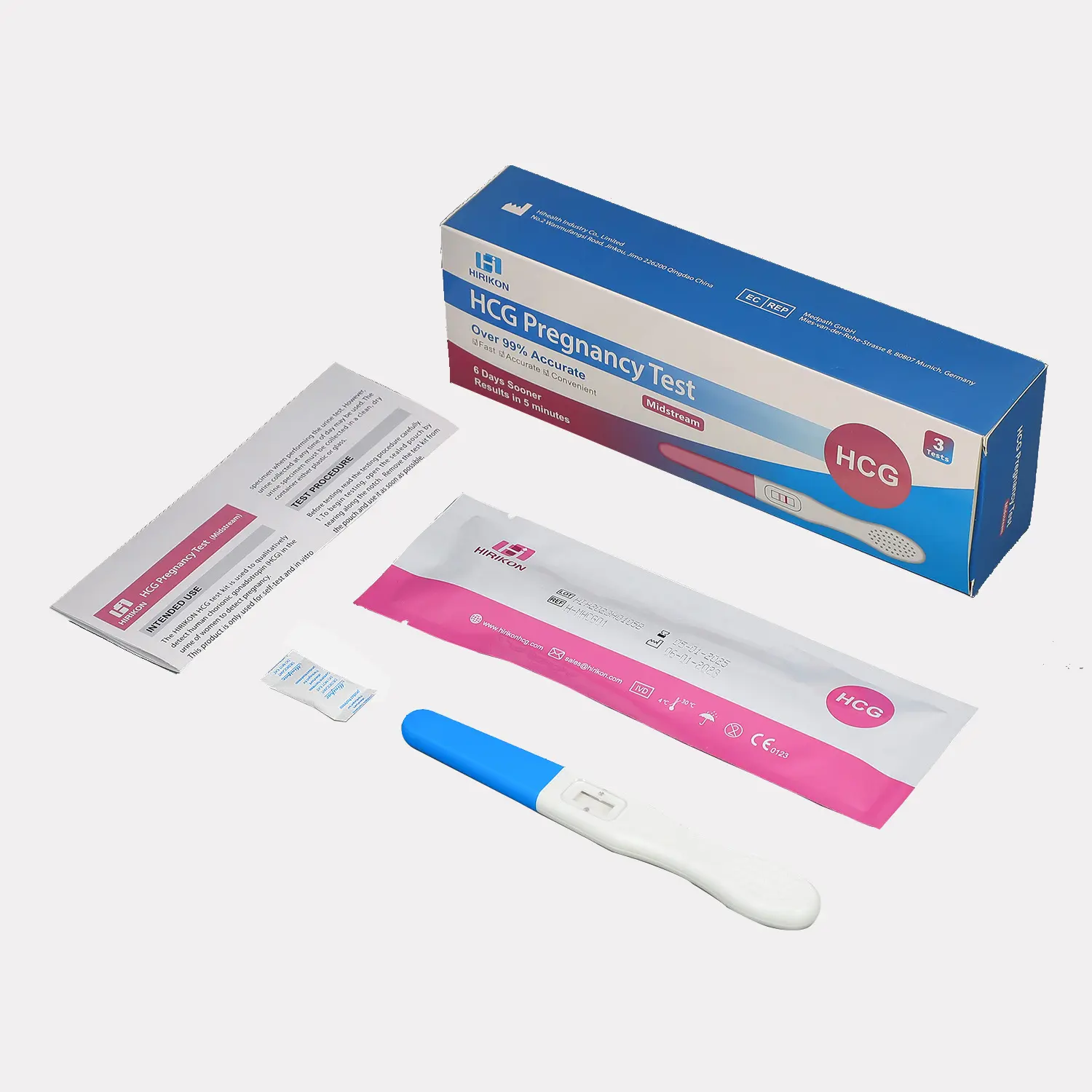 Bandelette de test de grossesse urinaire HCG en une étape Kit de test de grossesse numérique HCG