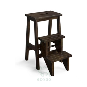 Escalera Plegable <span class=keywords><strong>de</strong></span> Diseño Moderno <span class=keywords><strong>de</strong></span> 3 Peldaños, Escalera <span class=keywords><strong>de</strong></span> Madera 3 en 1 con Asa, Pedal Antideslizante, Estante para Flores, para Cocina, Biblioteca, Garaje - Product Image 1