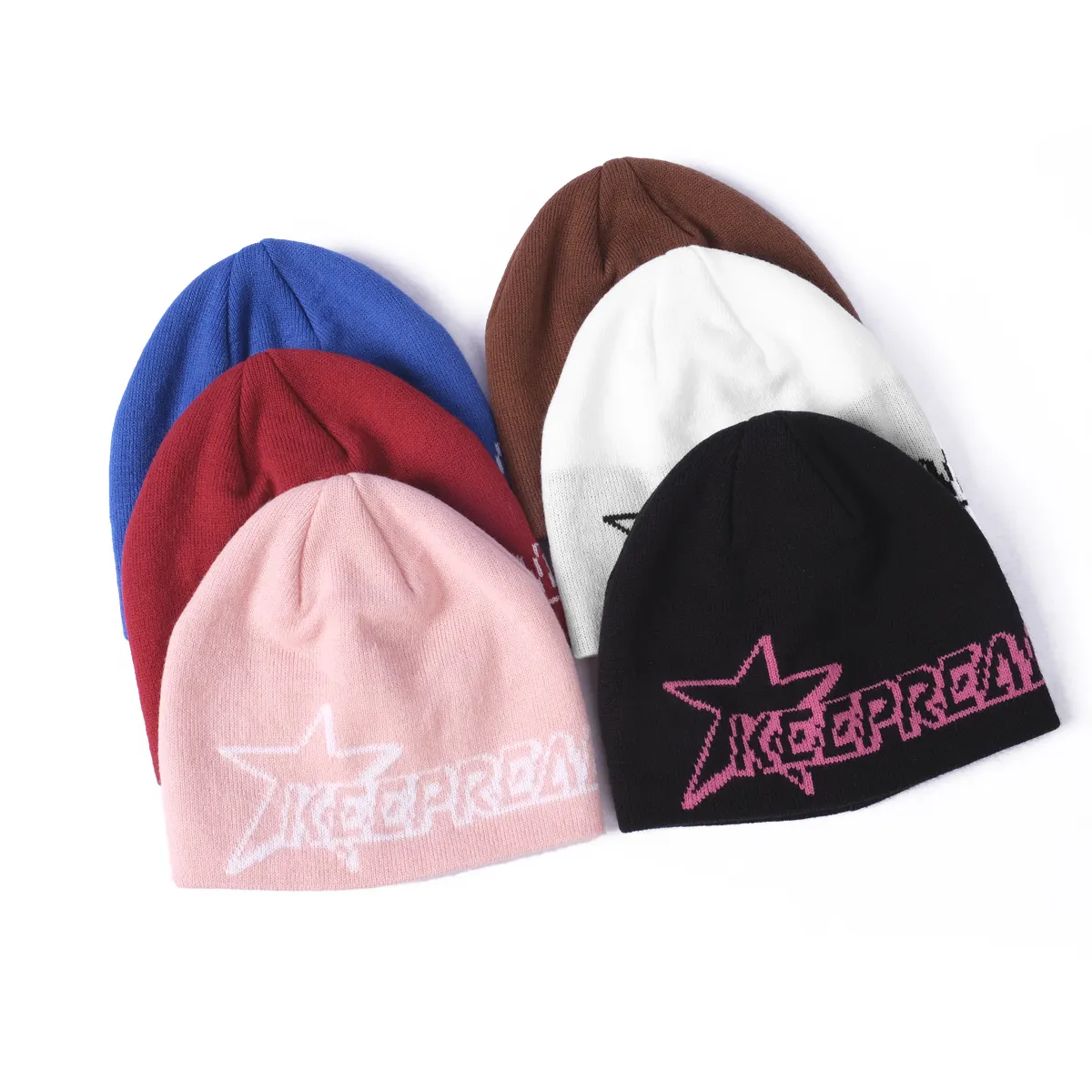 Cappelli invernali lavorati a maglia con Logo ricamato personalizzato all'ingrosso berretto Jacquard Unisex grafico