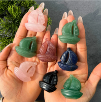 Vente en gros de sculptures de voiliers en cristal naturel de 40 mm, obsidienne et quartz rose, pour le Feng Shui et la décoration intérieure