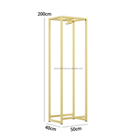 Décorations de boutique, présentoir de vêtements en métal doré, vitrine dorée, support pour robe de mariée