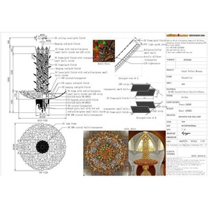 Grand lustre en cristal doré pour le plafond de l'hôtel Vi - Product Image 6