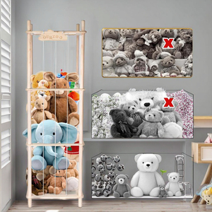 나무 박제 동물 케이지 보육 놀이방 침실 박제 동물 보관을위한 나무 장난감 주최자 랙 - Product Image 5