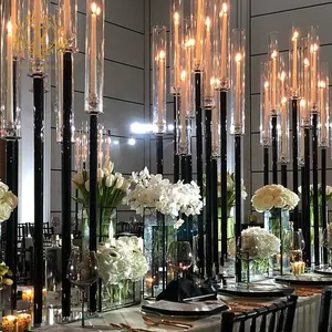 Grand bougeoir noir support accessoires de mariage route plomb européen 9 bras chandelier pour mariage hôtel décoration de la maison