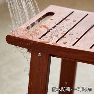 Tabouret de salle de bain double couche en teck, 35x25x42cm, siège de rangement pour la douche, pour adultes et personnes âgées - Product Image 3