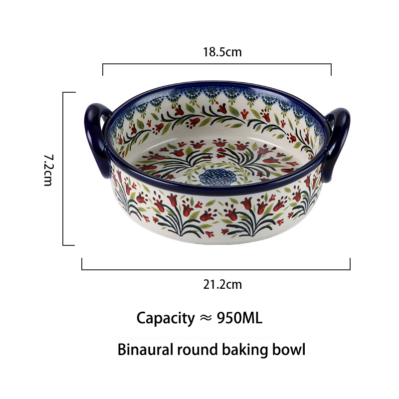 Piatto da forno binaurale rotondo blu