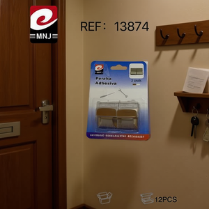 Mnj Percha Adhesiva 2 Unds Gancio per montaggio a parete per organizer, contenitore in plastica rettangolare - Product Image 3