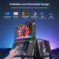 Moniteur portable pliable ODM 15,6 pouces à triple écran, FHD, tactile 10 points, IPS, 100 % sRGB, coque personnalisée, petit format