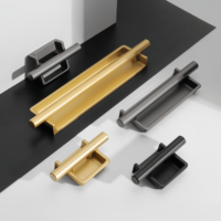 Poignées encastrées modernes en aluminium massif noir mat et or pour armoires, poignées de poche encastrées, poignées à mortaise intégrées pour portes coulissantes d'hôtels et entrepôts