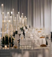 Supports de bougies transparents, chandeliers de mariage, candélabres, supports de fleurs, centre de table en acrylique