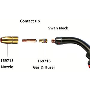 Torche de soudage MIG Miller 15FT M10 M100 M15 M150 compatible avec Miller 150A Millermatic 90, pistolet de soudage plaqué cuivre - Product Image 3