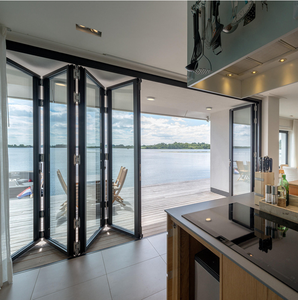 <span class=keywords><strong>Puerta</strong></span> plegable moderna resistente a huracanes para villas terrazas oficinas puertas de acordeón de vidrio templado de aleación de aluminio (uso interior) - Product Image 2