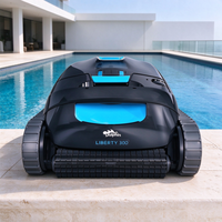 Nettoyeur de piscine robotisé à double brosse, avec fonction d'escalade des parois, télécommande et câble anti-emmêlement, pour piscines enterrées et hors sol