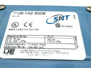 Buen Precio United Controls J6-142 9508 15 Interruptor de CA 125V/250V 0-18PSI 0-124KPA United - Product Image 5