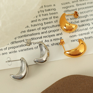 <b>Cuff</b> <b>Earrings</b> Gold 18K Stainless Steel Moon Shape Hollow Women's Jewelry Trendy Fashion <b>Earring</b> EH618 - Product Image 2