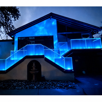 Rampe en verre moderne sans cadre HDSAFE avec éclairage LED, balustrade de balcon et terrasse en aluminium à base en U pour villa